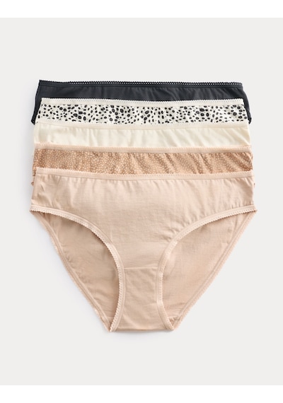 Marks & Spencer 5'li Saf Pamuklu Bikini Külot Seti T61008800N Siyah Mix