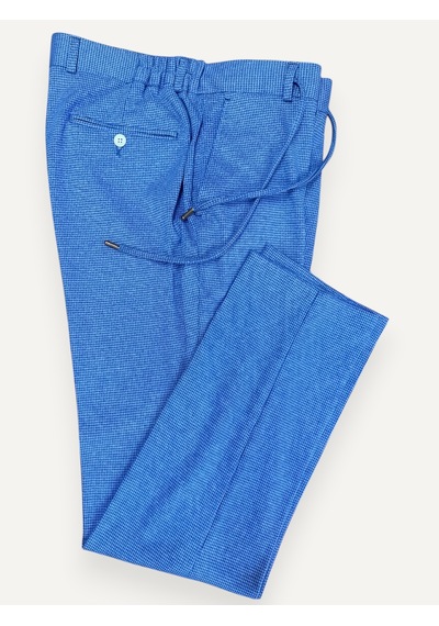 Hermose Riviera Azure Mavi Mikro Kaz Ayağı Desenli Jogger Takım Elbise