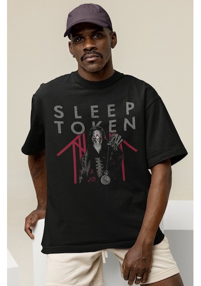 Tasarım Sleep Token Rock Metal Müzik Grubu Baskılı Unisex Oversiz Siyah