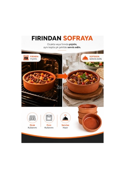 6'lı Toprak Güveç Seti Fırın Ve Ocak Uyumlu Porsiyonluk Güveç Kabı Sütlaç, Sufle Ve Yemek Sunumu İçin Kiremit