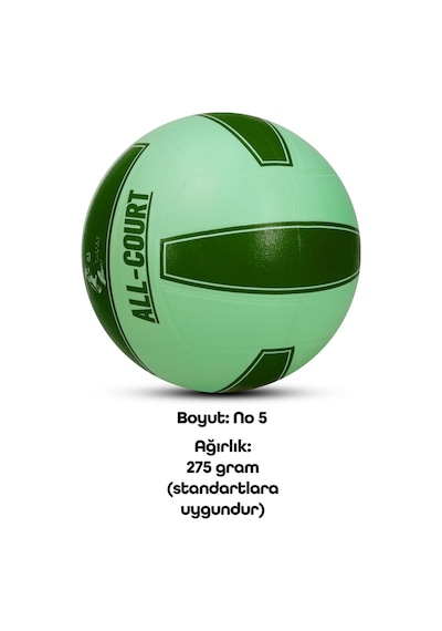 All Court Voleybol Topu Pompa Dahil Set Kauçuk Dikişsiz Yekpare Üretim İç Dış Mekan No:5 Yeşil Yeşil