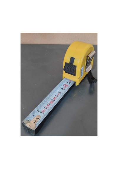 5 Metre X 25 Mm Sert Abs Plastik Metal Şerit Metre Sarı Renk Fren Düğmeli Silikon Kuşaklı 5 M