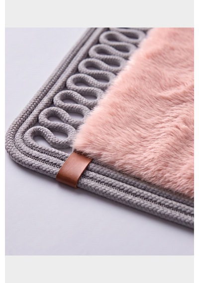 Mihraplı Peluş Seccade 75x130 Cm Süet Taban Yıkanabilir Yumuşak Namaz Halısı Pembe & Gri