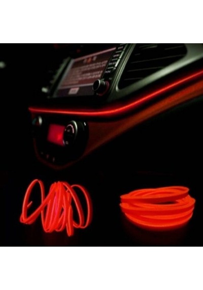 Araç Araba İçi Torpido Ledi Renkli İp Neon İp Led 2 Metre Kırmızı Neon