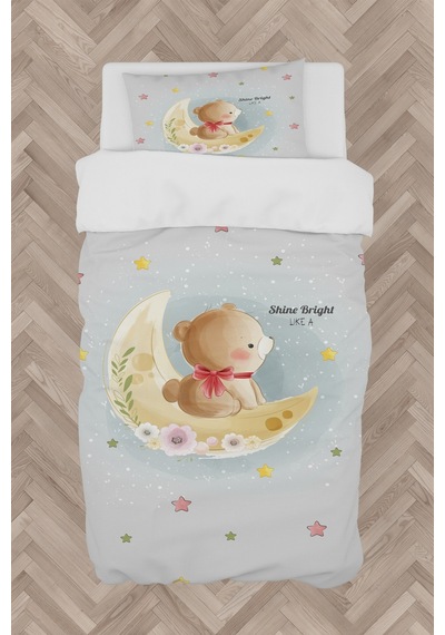 Mekta Home Bebek Ve Çocuk Odası Ay Ve Ayı Desenli Nevresim Takımı