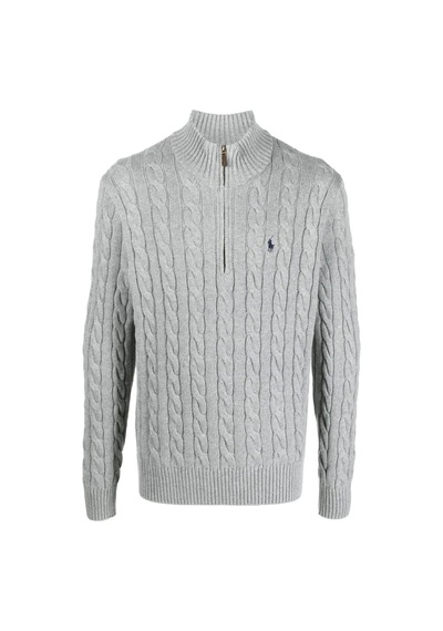 Polo Ralph Lauren Yarım Fermuar Triko Kazak Gri