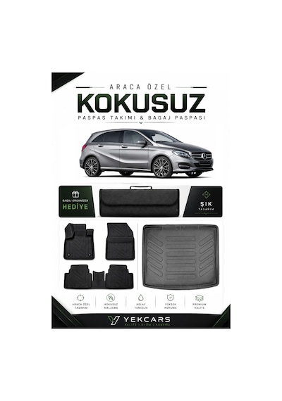 Mercedes W246 2018 Model Aracınıza Özel 4d Karbonlu Kauçuk Paspas Takımı Ve Bagaj Havuzu