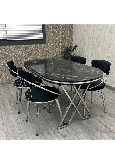 Mutfak Masası Takımı , Salon Masa Takımı , 4 Kişilik Mutfak Masa Takımı , Uzay Galasy Takım Gümüş Siyah Mutfak Masası Takımı , Salon Masa Takımı , 4 Kişilik Mutfak Masa Takımı , Uzay Galasy Takım Gümüş Siyah