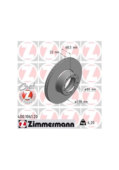 Zımmermann 400.1061.20 - Fren Dıskı On Mercedes S-class W126 79