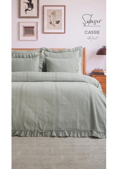 Şaheser Home Collection Yatak Örtüsü Çift Kişilik Cassie Mint Çok Renkli