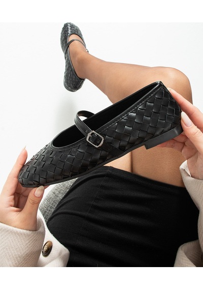 Dabab Shoes Elvıa Siyah Kadın Örgü Dokulu Bilekten Bantlı Tokalı Mary Jane Düz Ayakkabı Babet Dabab Shoes Elvıa Siyah Kadın Örgü Dokulu Bilekten Bantlı Tokalı Mary Jane Düz Ayakkabı Babet