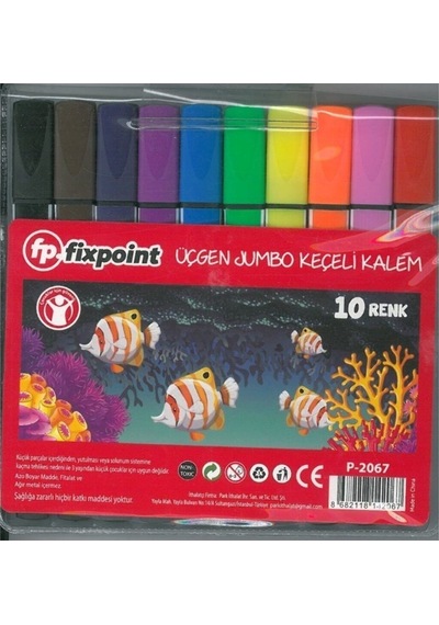 Jumbo Keçeli Üçgen Boya Kalemi 10 Renk Nocolor-5f9412a1