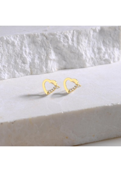 Goldkupe 14 Ayar Taşlı Kalp Altın Küpe 1,09 Gr-177