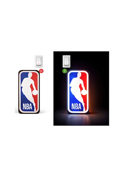 Led Işıklı Basketbol Logosu Duvar Tabelası 22x10 Cm Adaptörlü Dekoratif Işıklı Nba Pano Çok Renkli Çok Renkli
