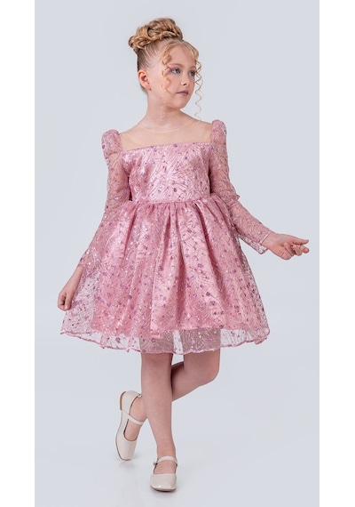Mnk Baby & Kids Ruche Lipa Kız Çocuk Abiye M00783 Pembe