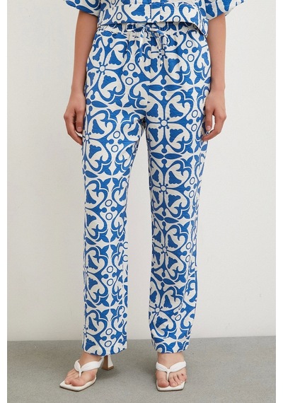 Never More Beli Lastikli Boru Paça Pantolon Mavi