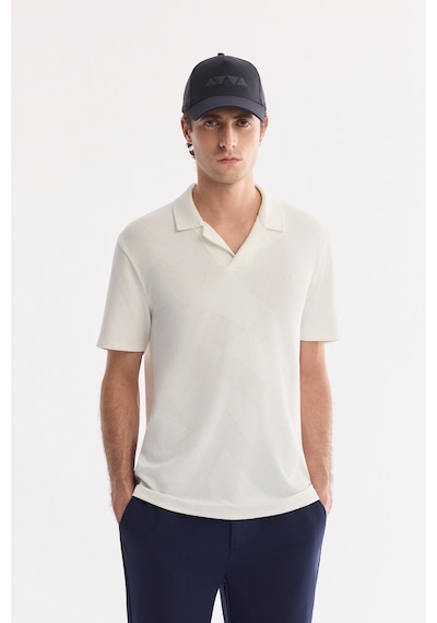 Avva Erkek Ekru Apaj Yaka Kolay Ütülenen Elastan Regular Fit T-shirt A61y1156
