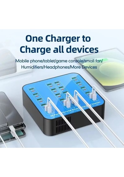Magicool 40 Portlu 400w Hızlı Şarj İstasyonu 20x Usb + 20x Type-c Pd Çıkışlı Şarj Cihazı
