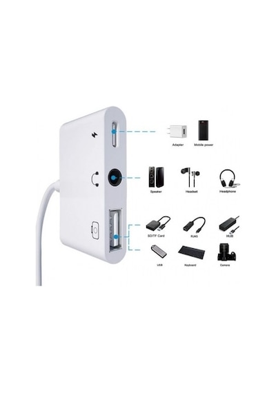 Oem 3In1 iPhone -Apple Uyumlu iPad  Lightning To Kulakılık ve Usb