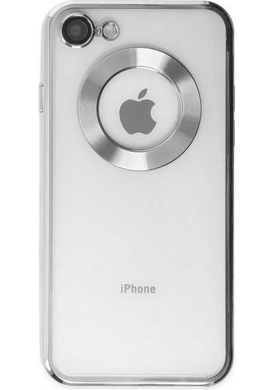 Apple Uyumlu iPhone 7 Yanları Renkli Lens Korumalı Logo Gösteren Şeffaf Luxury Silikon Kılıf - Açık Mavi