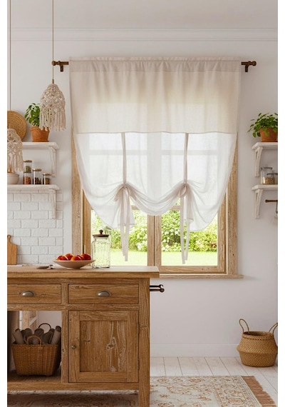 Cotton Maison Potlu Tül Perde Retro 120x200, 120 X 200, 4464, Krem Çok Renkli