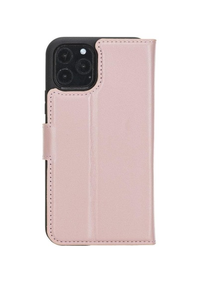 Plm Apple İphone 11 Pro Uyumlu Deri Cüzdanlı Kılıf Pembe Acı Kahverengi