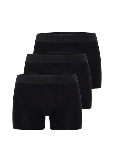 Velmore Erkek Boxer 3 Lı Kutu Yumuşak Pamuk Sıkmayan Bel Lastikli Beden S - 5xl Siyah