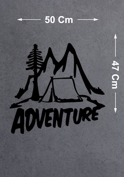 Kamp Adventure Sticker - Araba Oto Motosiklet Karavan Cam Sticker - 02167 50x47 Cm