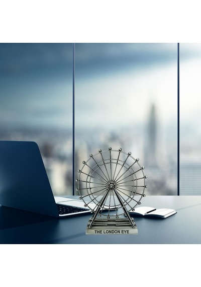 Vintage Metal İngiltere Dönme Dolap Xl 21cm Gümüş London Eye Biblo No.2