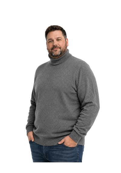 Battalmoda Erkek Büyük Beden Füme Tam Balıkçı Triko Kazak 3xl-4xl-5xl-6xl