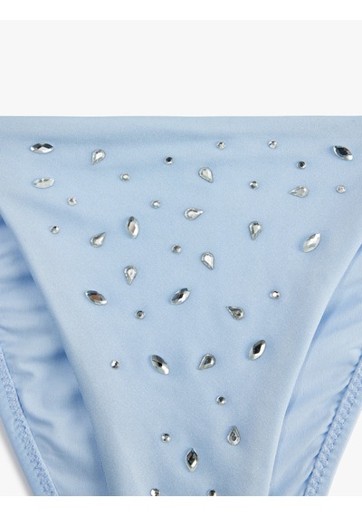 Koton Yanları Bağlamalı İpli Taşlı Bikini Altı Mavi 6sak00028mm