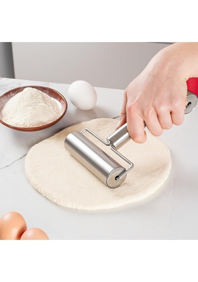 Porsima 226 Paslanmaz Çelik Pratik Rulo Pürüzsüz Oklava Pizza Börek Açma Aparatı Silindir Merdane Çift Yönlü