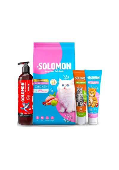 Mega Yavru Kedi Mama Seti - 9 Kg Tavuklu Yavru Kedi Mama - Fish Oil - Multi Paste - Kitten Paste