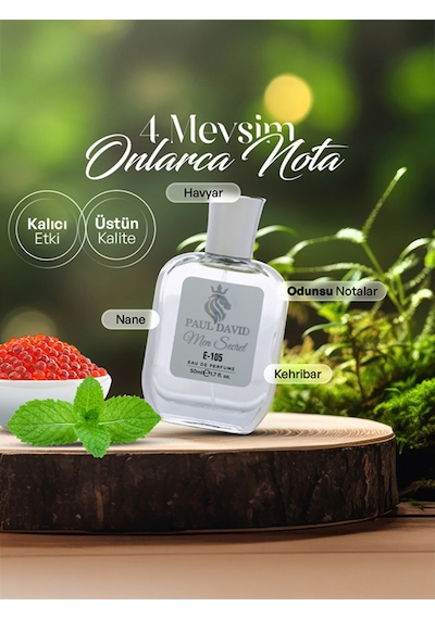 Hediyelik Set Özel Erkek Edp Parfüm Ve Siyah Deri Kartlık - E-105 Amber
