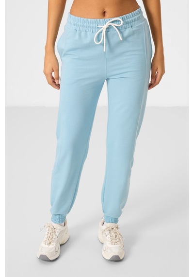 Açık Mavi O Yaka Basic Oversize Kadın Eşofman Tunik Takım - 95347 Açık Mavi