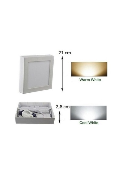 Sıva Üstü 18w Beyaz Kare Led Panel Armatür İle Aydınlatma Açık
