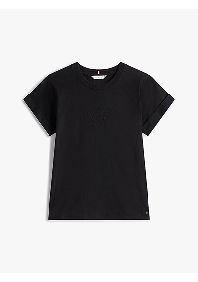Tommy Hilfiger Floral Scrıpt Mdrn C-nk Ss Tee Kadın Siyah T-shirt - Ww0ww47157