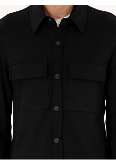 Cacharel Siyah Regular Fit Ceket Gömlek