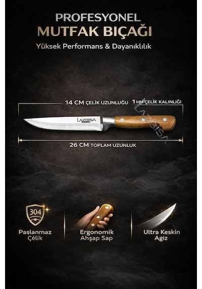 Hand Craft Mutfak Bıçak Seti Et Ekmek Sebze Meyve Bıçağı 3 Lü Set Günlük Kullanım Mtf-003 Çok Renkli