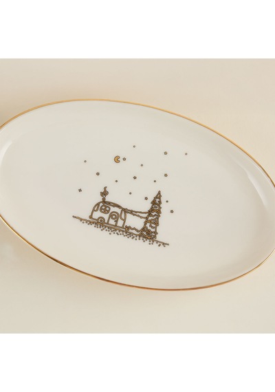 Aryıldız New Year Feast Kayık Tabak 20 Cm Çok Renkli