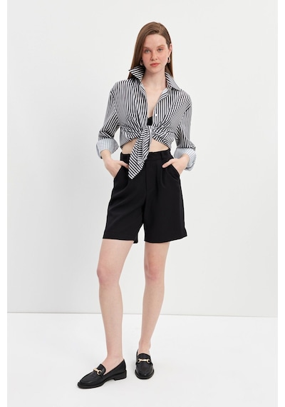 Stella Pulvis Siyah Oversize Çizgili Gömlek Siyah