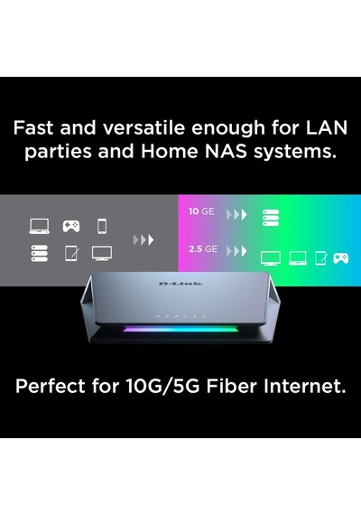 D-link Dms-106xt 6 Bağlantı Noktalı Çoklu Gigabit Yönetilmeyen Anahtar 5 X 2,5 Gigabit Ethernet, 1 X 10 Gigabit Ethernet, Turbo Modunda Rgb Aydınlatma, Alüminyum Muhafaza, Fansız, Igmp Gözetleme, Bağlantı Noktası Tabanı Qos D-link Dms-106xt 6 Bağlantı Noktalı Çoklu Gigabit Yönetilmeyen Anahtar 5 X 2,5 Gigabit Ethernet, 1 X 10 Gigabit Ethernet, Turbo Modunda Rgb Aydınlatma, Alüminyum Muhafaza, Fansız, Igmp Gözetleme, Bağlantı Noktası Tabanı Qos