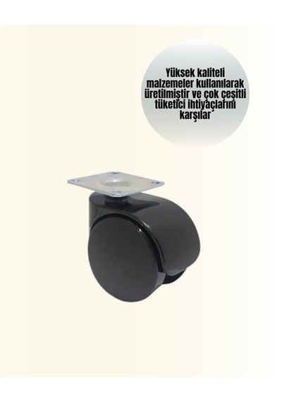 Northcity 6 Cm Kilitsiz Masa Ayağı Tekerleği 4'lü Set - Sessiz Ve Pratik Mobilya Tekerleği Siyah