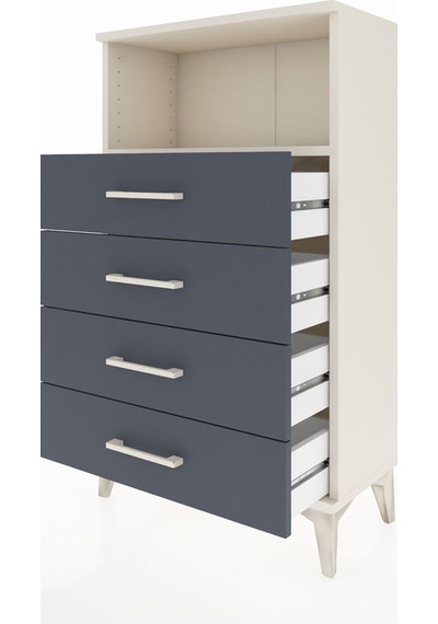 Arges Komodin Tek Raflı 4 Çekmeceli 60x30x106 Aytaşı-antrasit Aytaşı