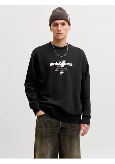 Jack & Jones Jcoclub Brandıng Sweat Crew Neck Siyah Erkek Sweatshirt 12300460