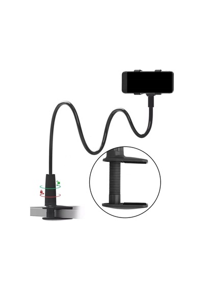 Ayarlanabilir Masa Kenarı Tablet & Telefon Tutucu 70 Cm Esnek Kollu, C Kelepçeli, 360 Dönebilen Telefon Ve Tabl