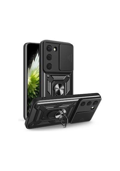 Ardemix Tecno Spark 40 Pro Kılıf Magnetik Standlı Kamera Korumalı Zore Sürgülü Vega Kapak - Siyah