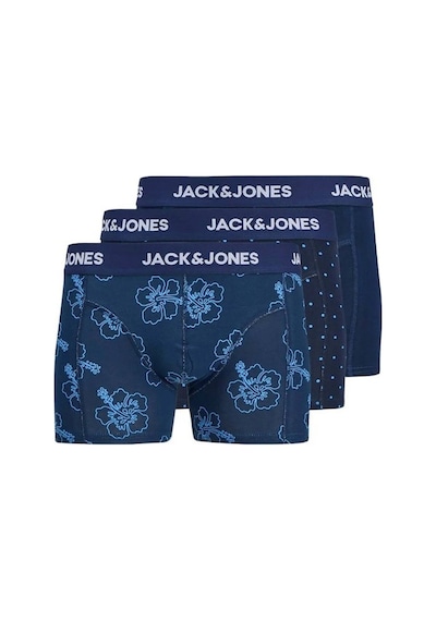 Jack & Jones 12298171 Jacanthony Prınt Trunks 3 Pack Blue Erkek Boxer Mavi