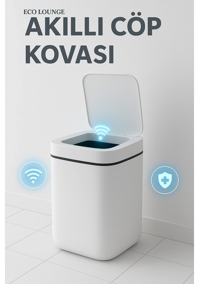 Buğz Akıllı Sensörlü Antibakteriyel Çöp Kovası 20 Litre Çöp Kutusu, Çöp Torbası Uyumlu Kapak Diğer