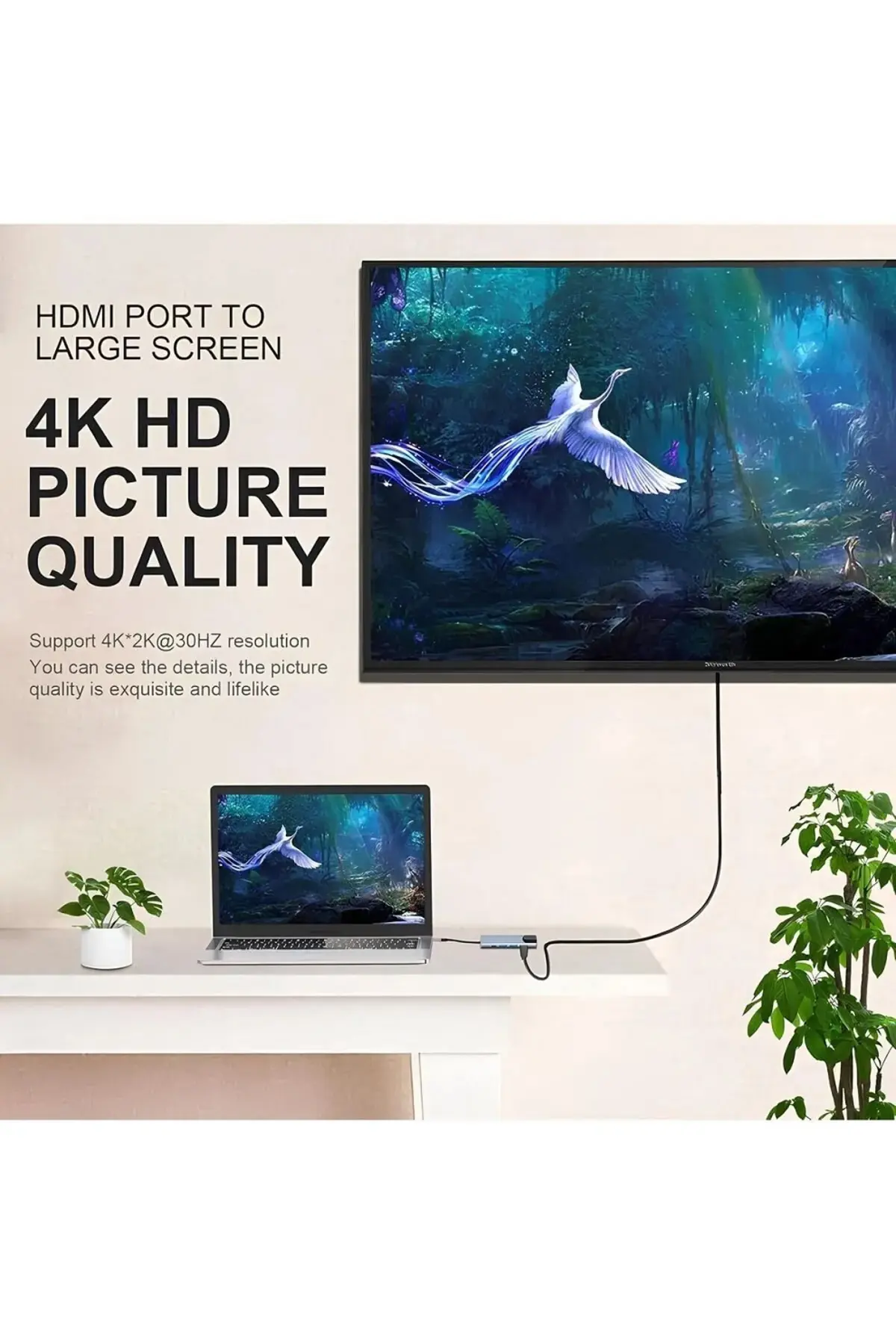 Yeni Nesil Ethernet Girişi Usb Çoklayıcı 5in1 Usb Typec Hub Port Hdmi Usb Adaptör Type-c Girişli Hub